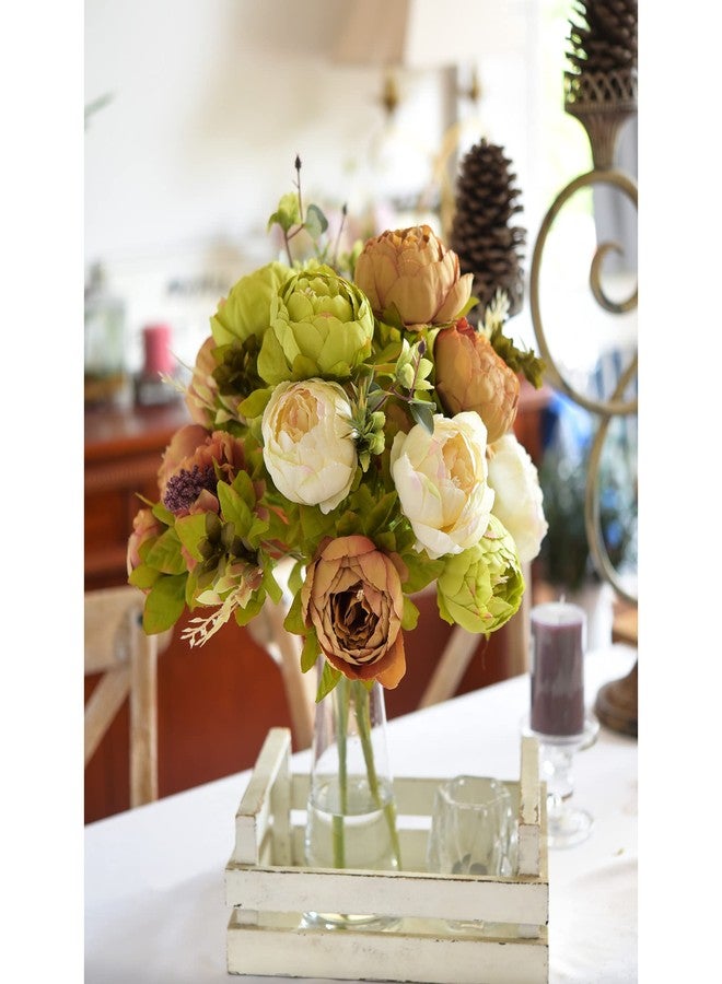 FiveSeasonStuff Vintage Artificial Peonies Silk Peony Flowers and Hydrangeas for Wedding Bridal Home Décor - Beautiful Floral Centerpiece Arrangement 2 Bouquets (Country Rustic Brown Beige Green Mix) - Image 2